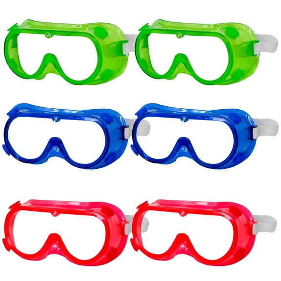 BISON LIFE Spectra Kids Safety Goggles, Red, Green & Blue Colors (6 Pack)