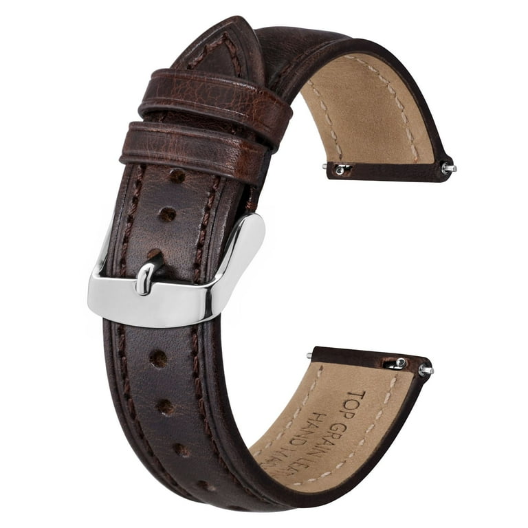 BISONSTRAP Retro Leather Watch Straps for Men, Oil Waxed Calfskin