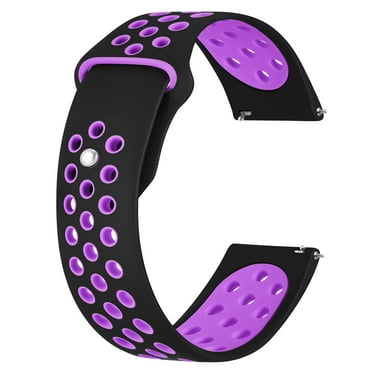 BISONSTRAP Watch Bands for Men and Women, Ventilated Silicone Watch Straps, Quick Release Sport Loop Band, 20mm, Black/Purple