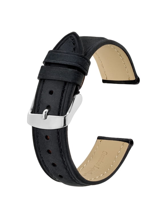 Watch Strap 14mm, Vintage Leather Replacement Watch Band, Black