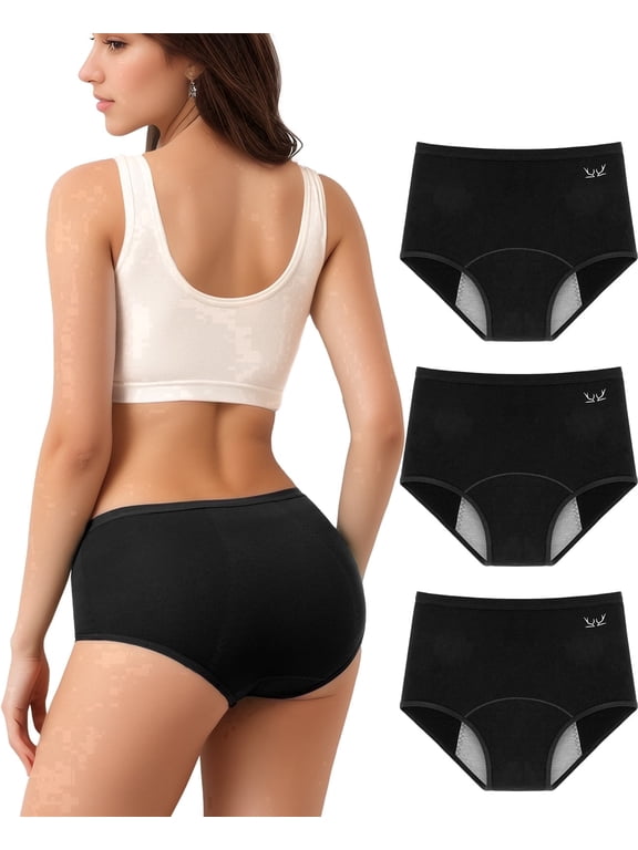 Cotton Underwear for Women High-Waisted Full Coverage Briefs Soft Ladies Panties Regular, 3 Pack, Small, Black