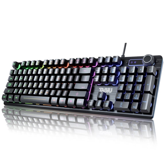 BISPOY Gaming Keyboard,Mechanical Keyboard,Wired Keyboard,Ultra Responsive & Quiet Keys,RGB Gaming Backlit Keyboard for PC & Mac Gamers,Black
