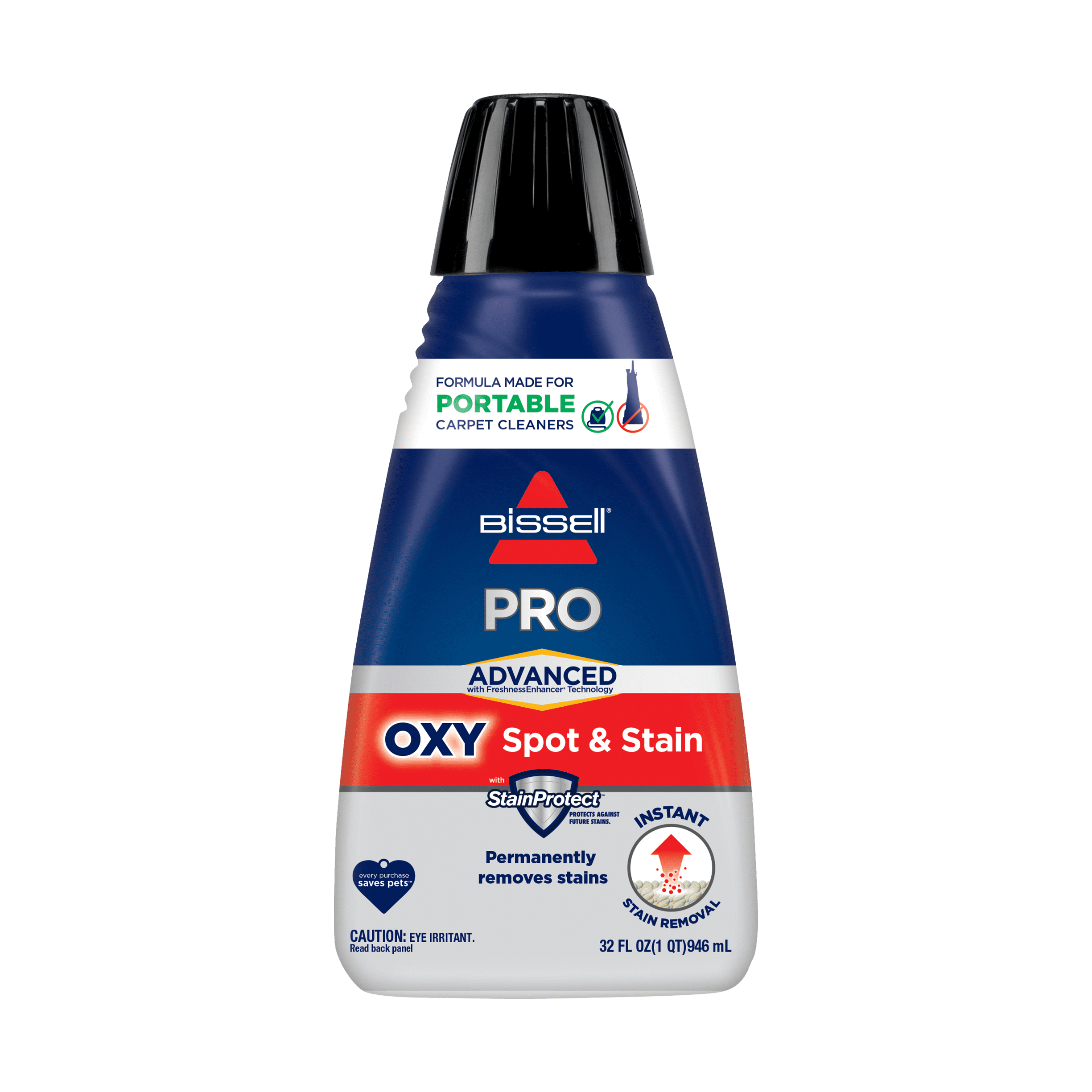 BISSELL Advanced Pro Oxy Spot and Stain Cleaner with StainProtect, Portable Deep Cleaning Formula, Fresh Scent, Removes Stains, Eliminates Odors, and Shield Carpets, 32 fl oz, 2038W