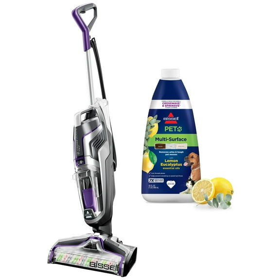 BISSELL® CrossWave® Turbo Pet Pro Multi-Surface Wet-Dry Vacuum 2328 &BISSELL® PET Multi-Surface Floor Formula, Lemon Eucalyptus 32 oz 3444