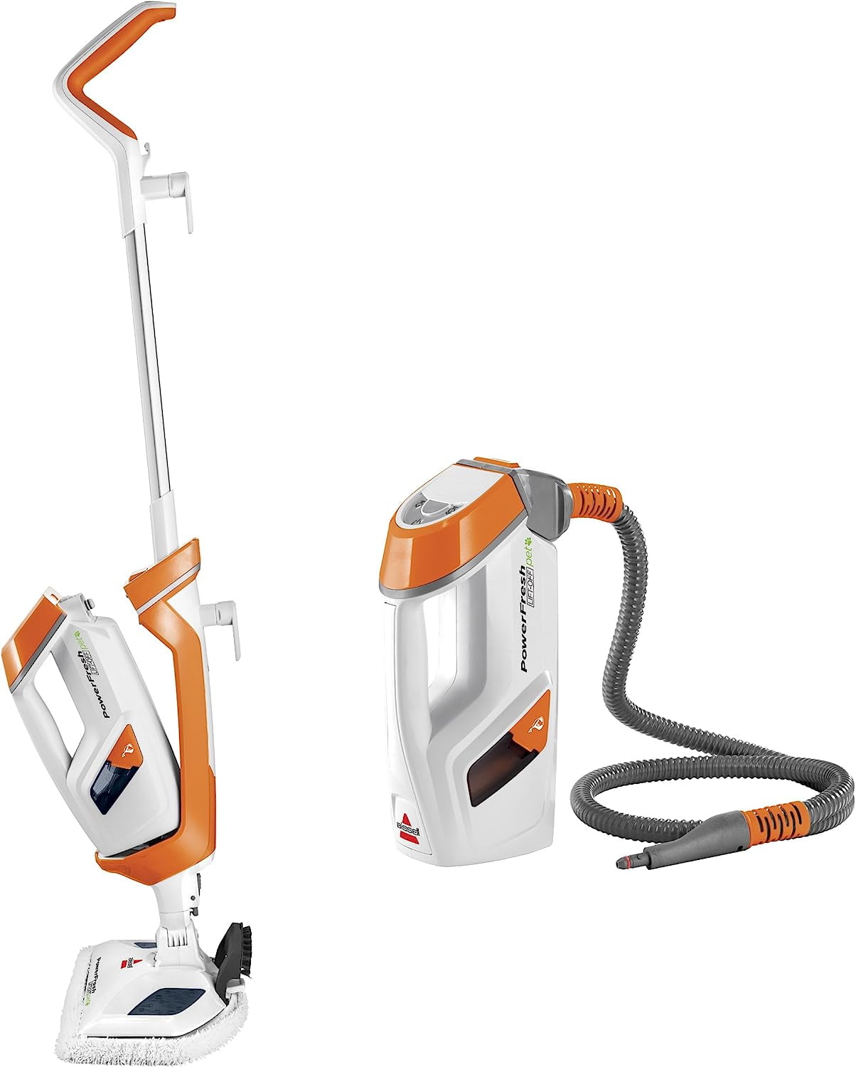PowerFresh Lift-Off 2-in-1 Orange and White Steam Mop