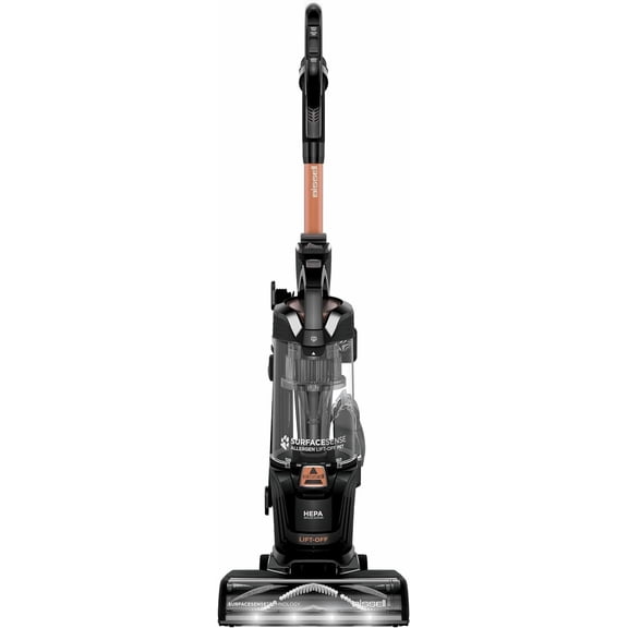 BISSELL SurfaceSense Allergen Lift-Off Pet, Bagless, Upright Vacuum, Pet Friendly, Surface Detect Technology, LED Headlights, Tangle-Free Brush Roll, 3415, Black & Copper