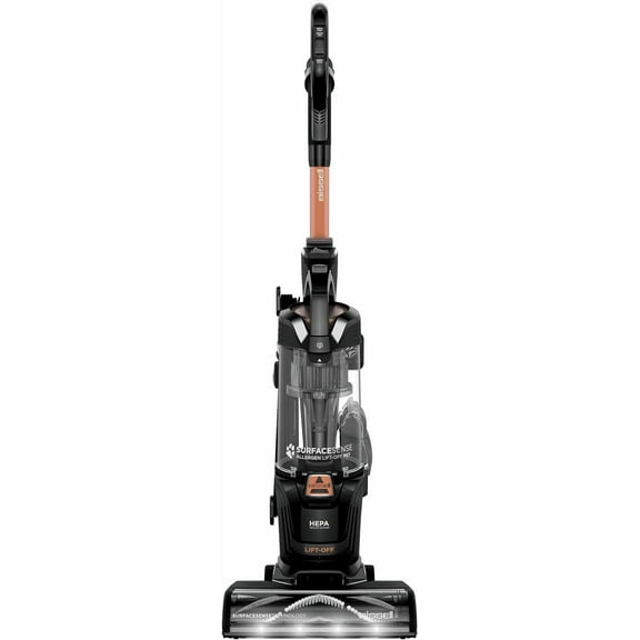 BISSELL SurfaceSense Allergen Lift-Off Pet, Bagless, Upright Vacuum, Pet Friendly, Surface Detect Technology, LED Headlights, Tangle-Free Brush Roll, 3415, Black & Copper