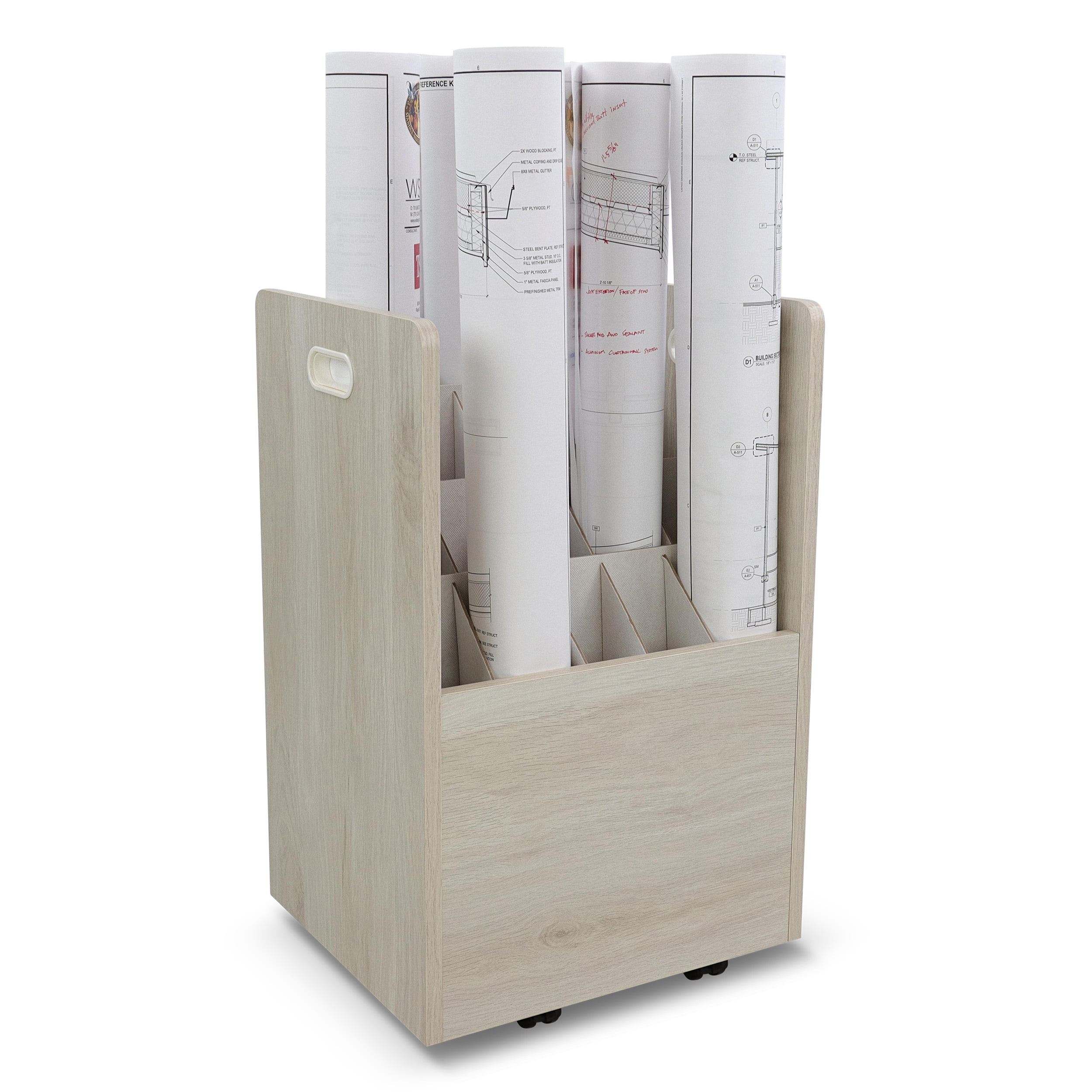BISupply Blueprint Storage Rack 20 Slot White Rolling Map Holder on