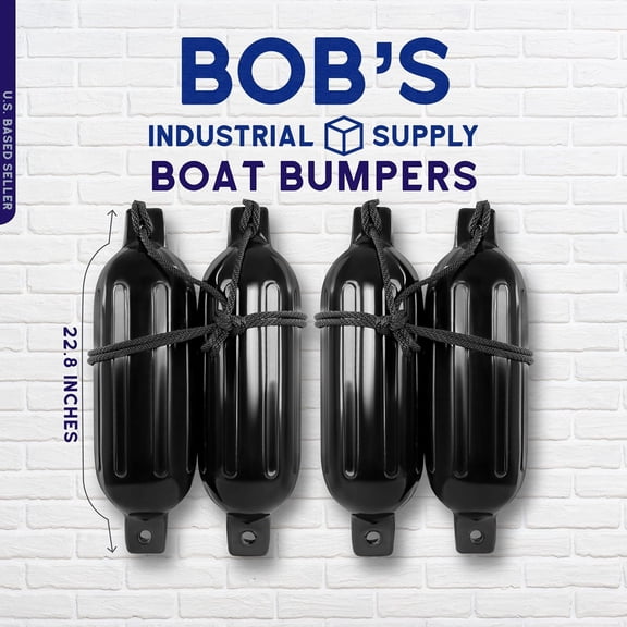 BISupply Boat Bumpers for Docking - Boat Fenders 4 Pack 22.8 x 7.8in Buoys with 2  Lines and 12in Inflator Pump