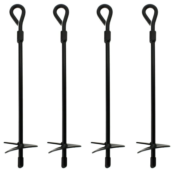 BISupply Ground Anchors, 15in - 4pk Black Shed Anchor Kit Ground Stakes