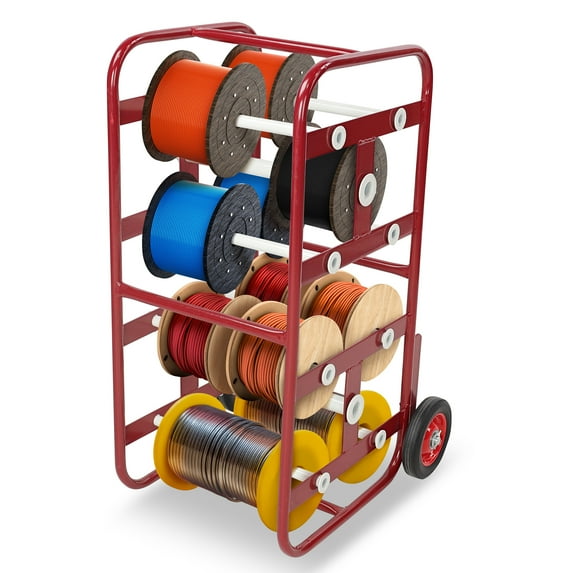 BISupply Wire Spool Rack Cable Caddy Red Wire Spool Dispenser Bulk Cable Holder