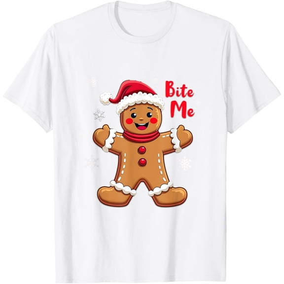 BITE ME Gingerbread Man T-Shirt Tshirt All Size S-5XL