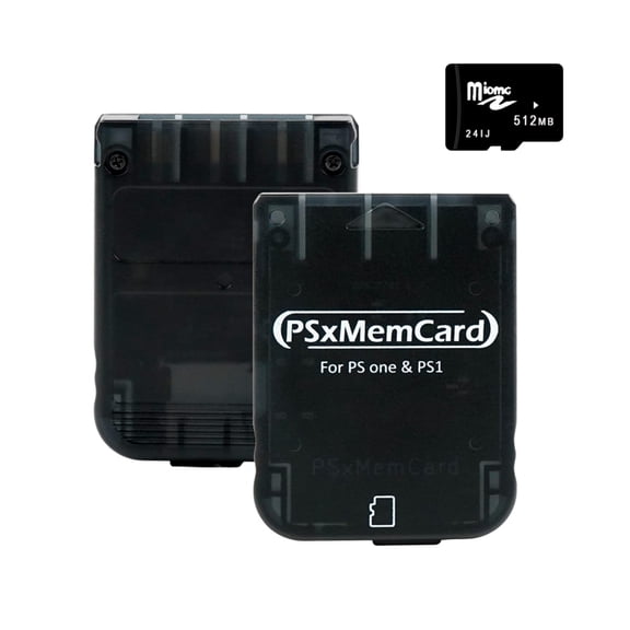 BITFUNX PSxMemCard PS1 Memory Card - Supports Firmware Upgrade, Saves Game Data and FreePSXBoot, Includes a 512MB MicroSD Card, High Speed Game Memory Card for PS1/PS One Console