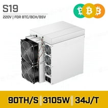 BITMAIN Antminer S19 90TH/S Bitcoin ASIC Miner VNISH FIRMWARE (34J/T, 220V, 3105W, SHA256 for BTC/BCH/BSV , Aluminum Substrate), High Hashrate Air-Cooling Home Mining Machine w/Power Supply (Renewed)