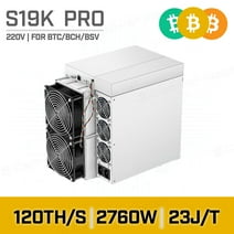 BITMAIN Antminer S19k Pro 120TH/S Bitcoin ASIC Miner (23J/T, 220V, 2760W, SHA256 Algorithm for BTC/BCH/BSV), High Hashrate/High Efficiency Air-Cooling Home Mining Machine w/Power Supply