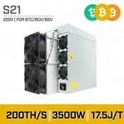 BITMAIN Antminer S21 200TH/S Asic Miner, 3500W, 17.5 J/TH, 220V, for BTC/BCH/BSV SHA256 Air-Cooling High Hashrate, High Profit, High Efficiency Bitcoin Home Mining Machine, w/Power Supply (Brand New)