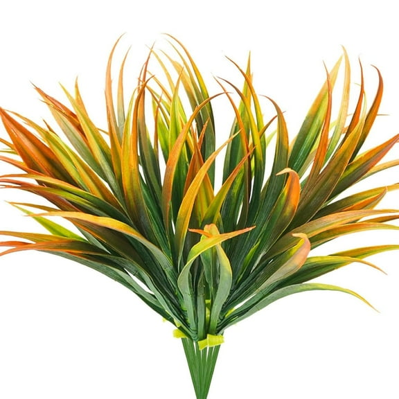 BITOUSHI 12 Pcs Outdoor Fake Plants UV Resistant Artificial Tall Grass Plants Faux Tropical Bushes Fall Winter Summer Planters Yard Patio Front Porch Decor Plastic Greenery Decoration - Yellow