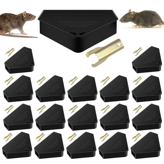BITOUSHI 18 Pack Mouse Station - Key Required Mice Bait Stations with Keys & Fully Safety Design, Suitable for Small Mice Indoor Outdoor Use