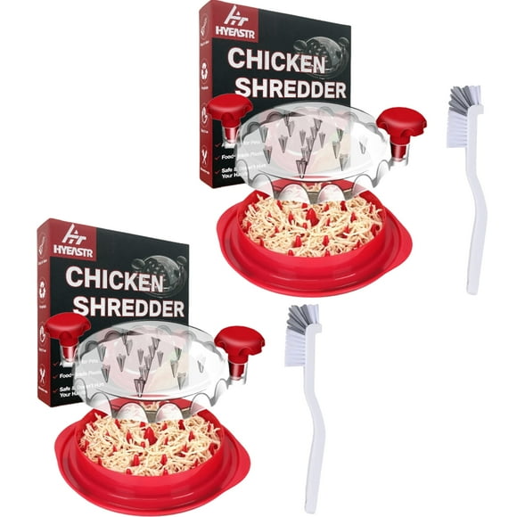 BITOUSHI 2 Pack Chicken Shredder, 9.8" Meat Shredder Tool with Non-Skid Base, Chicken Breast Shredding Tool Twist, Ergonomic Handle, Heat Resistant, BPA Free, Suitable for Pulled Beef Chicken - Red