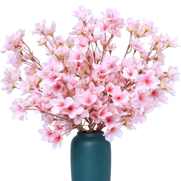 BITOUSHI 6Pcs Artificial Cherry Blossom Branches Decor Fake Flowers 16" Silk Faux Flowers for Decoration Spring Peach Bouquet Home Wedding Bedroom Party Japanese Garden Table Decor(Pink)