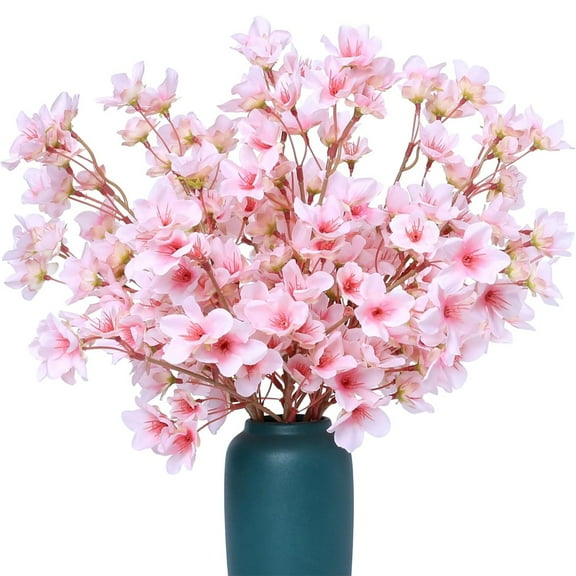 BITOUSHI 6Pcs Artificial Cherry Blossom Branches Decor Fake Flowers 16" Silk Faux Flowers for Decoration Spring Peach Bouquet Home Wedding Bedroom Party Japanese Garden Table Decor(Pink)