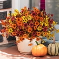 thumbnail image 1 of BITOUSHI Artificial Fake Fall Plants Flowers for Outdoor Outside Decoration,12 Bundles Faux Silk Colorful Daisy UV Resistant Look Real No Fade for Front Door Porch Patio Yard Balcony Autumn Decor, 1 of 5