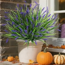 BITOUSHI Artificial Fake Lavender Flowers Outdoor Plants for Decoration, 12 Bundles Faux Plastic Tall Monkey Grass UV Resistant Realistic Lavender for Home Planter Window Porch Garden - Purple