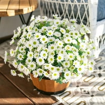 BITOUSHI Daisy Artificial Flowers for Outdoors Decoration, 12 Bundles Fake Mums Silk Flowers for Outside Look Real UV Resistant Faux Flowers Plants for Planter Front Door Home Indoor Porch - White