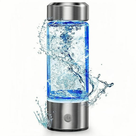 BITOUSHI Hydrogen Water Bottle, Premium Hydrogen Water Generator, 420ml Portable Ionizer Machine, Hydrogen Water Pitcher for Hydrated & Healthy Living - Silver