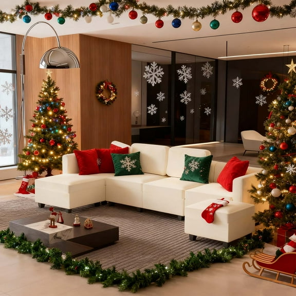 BITOUSHI Modular Sectional Sofa, Convertible U Shaped Sofa Couch with High Density Memory Foam, 6 Seat Comfy Modular Sofa Couch for Living Room, Modern U Shaped Sectional Sofa