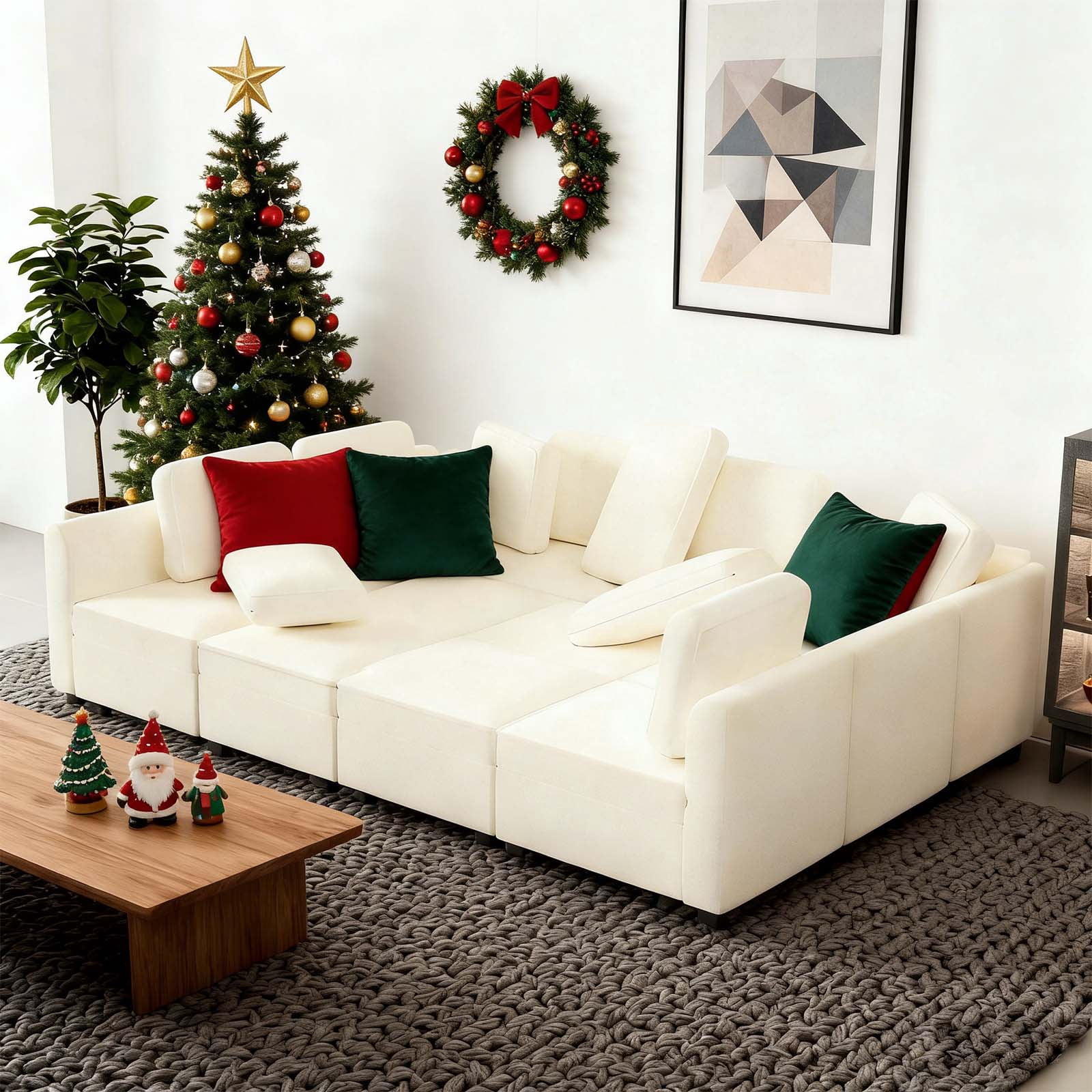 BITOUSHI Oversized 12 Seat Modular Sectional Sleeper Sofa Convertible