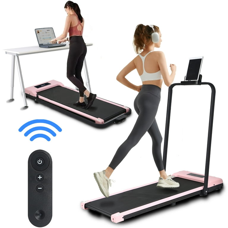 BITOUSHI Treadmill Under Desk Walking Pad 2 in 1 3.0HP Portable Small Treadmill for Office Home Ultra Quiet Installation Free with Remote