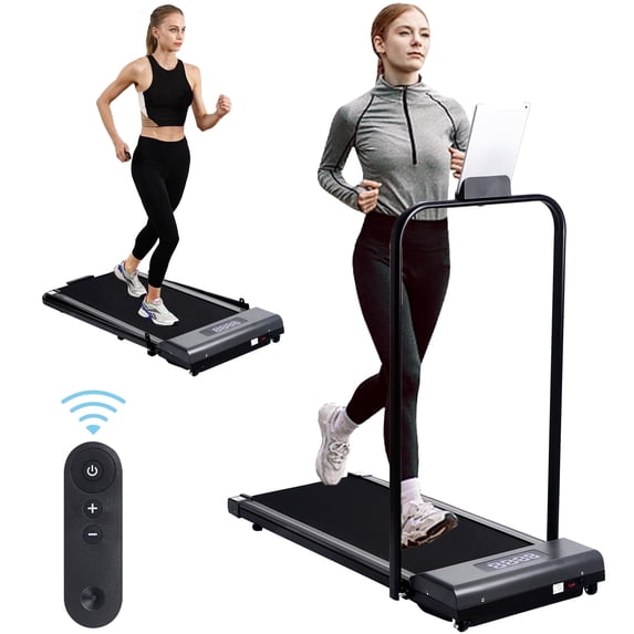 BITOUSHI Walking Machine Under Desk Treadmill for Home Office, 2 in 1 Portable Walking Treadmill with Remote Control, Foldable Treadmill Walking Jogging Machine with LED Display - Gray
