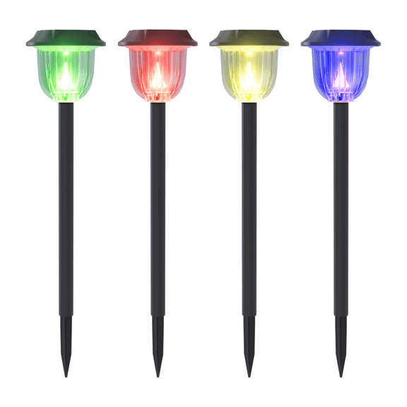 BITPOTT 4 Pack Solar Pathway Lights Outdoor, IP65 Waterproof RGB Auto Color Changing Solar Lights, 12H Bright Landscape Lighting, Durable Plastic - Perfect for Garden & Walkway
