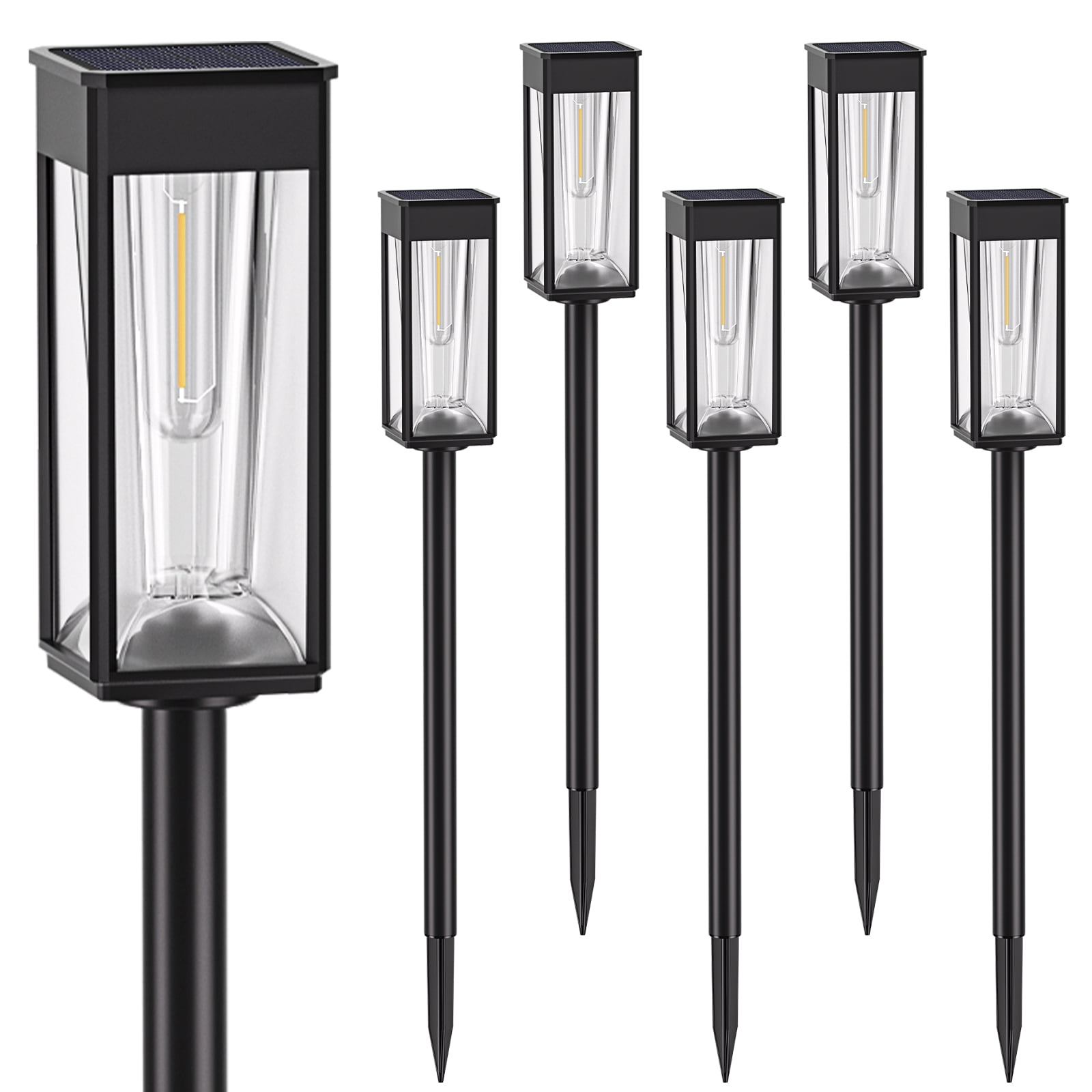 BITPOTT 6 Pack Solar Pathway Lights 2-in-1 Warm&Cool