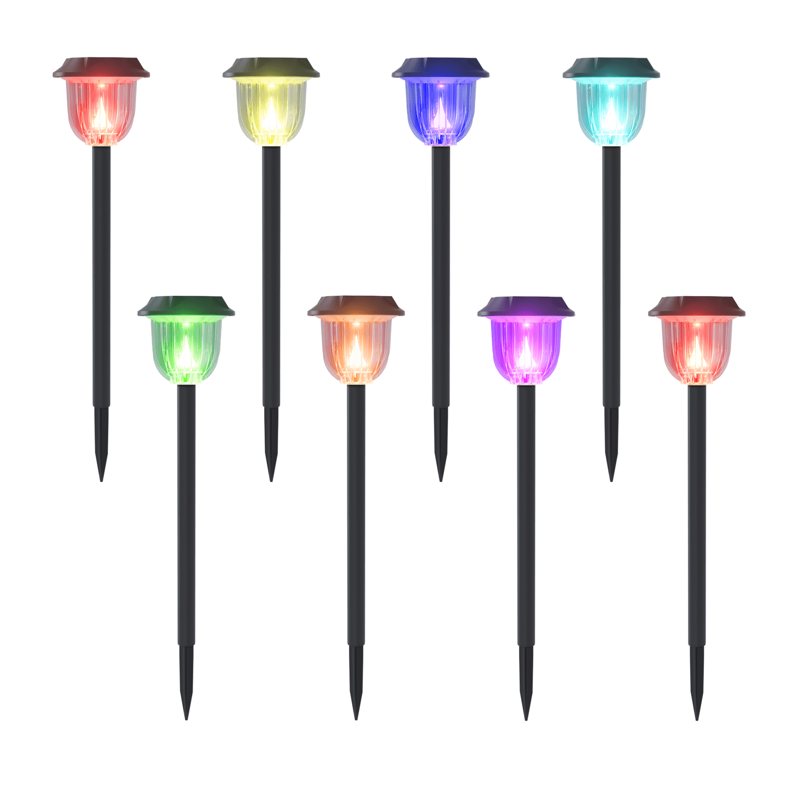 Bitpott BITPOTT 8 Pack Solar Pathway Lights Outdoor, IP65 Waterproof RGB Auto ...