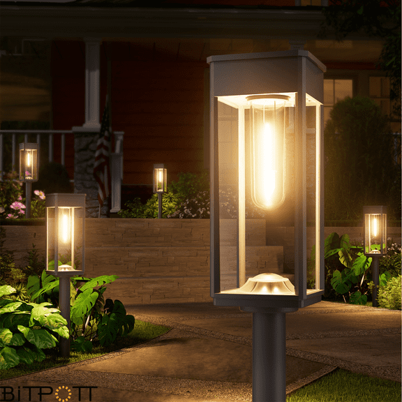 BITPOTT Solar Pathway Landscape Lights Modern LED Waterproof IP65 Automatic On Off 6 Pack