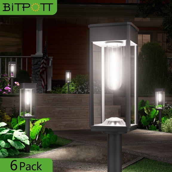 BITPOTT Solar Pathway Landscape Lights Modern Waterproof IP65 Auto On/Off LED 6 Pack