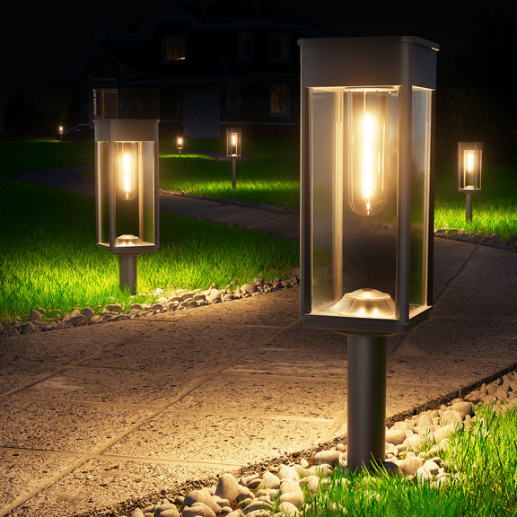 BITPOTT Bright Solar Lights Outdoor 6 Pack, Solar Pathway Lights Waterproof IP65, Auto On/Off Pathway Landscape Lighting, Long Lasting Outdoor Light for Walkway Path Garden Lawn Patio Decor Lighting