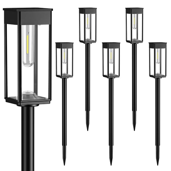 BITPOTT Solar Pathway Lights Outdoor, 6 Pack, 3 Heights, Warm White, IP65