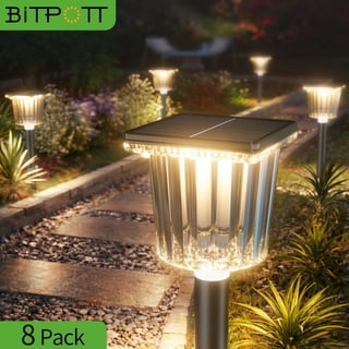 BITPOTT 8 Pack Bright Solar Pathway Lights Outdoor, Adjustable Warm&Cool White, Waterproof IP65 Solar Garden Yard Decor Landscape Lighting Outside, Black
