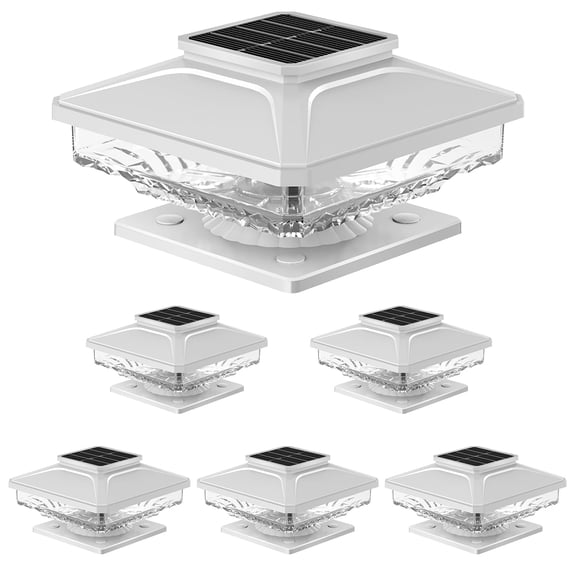 BITPOTT 6 Pack Solar Landscape Post Lights Modern LED Cool White Waterproof IP65 3-in-1 for 4x4 5x5 6x6 Posts