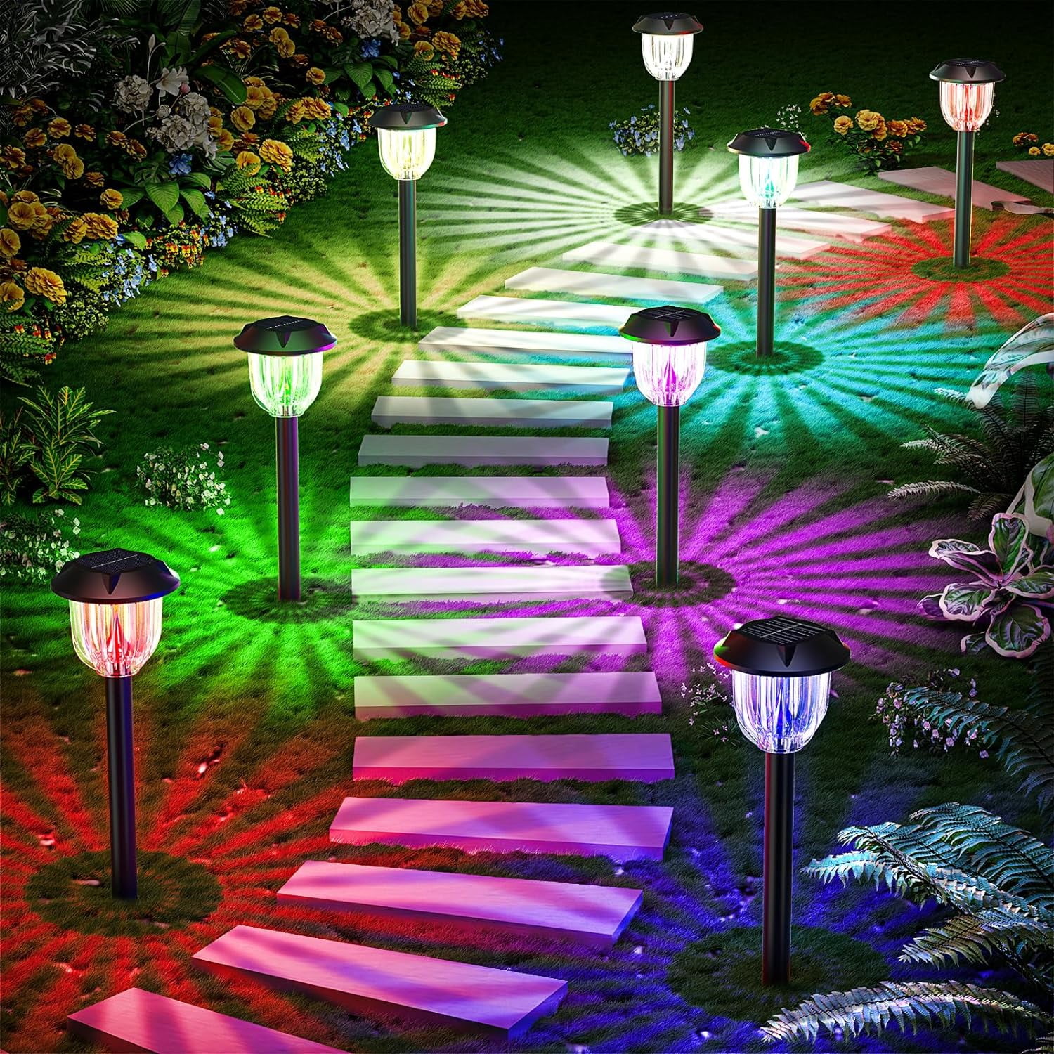 Bitpott BITPOTT RGB LED Solar Garden Lights Outdoor Waterproof Halloween ...