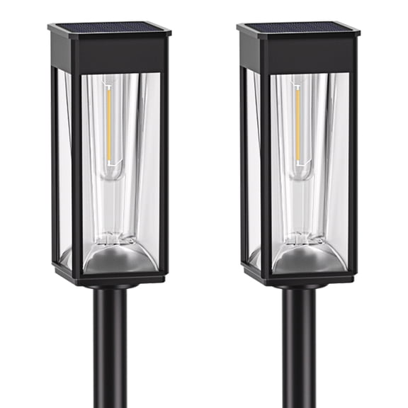 BITPOTT Solar Lights Outdoor, 2-in-1 Warm&Cool, 2 Pack Bright Solar Pathway Lights Waterproof IP65, Long Lasting Solar Path Light