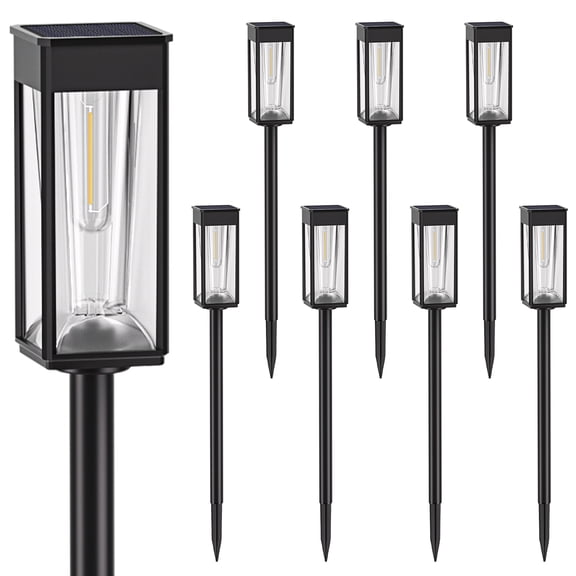 BITPOTT Solar Pathway Lights 2-in-1 Warm&Cool, 8 Pack Bright Solar Lights Outdoor Waterproof IP65, Auto On/Off, Long Lasting Outdoor Light for Yard Patio Garden