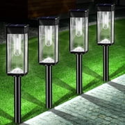 BITPOTT Solar Pathway Lights Outdoor 6 Pcs Cool White Solar Powered Landscape Lighting for Yard Walkway