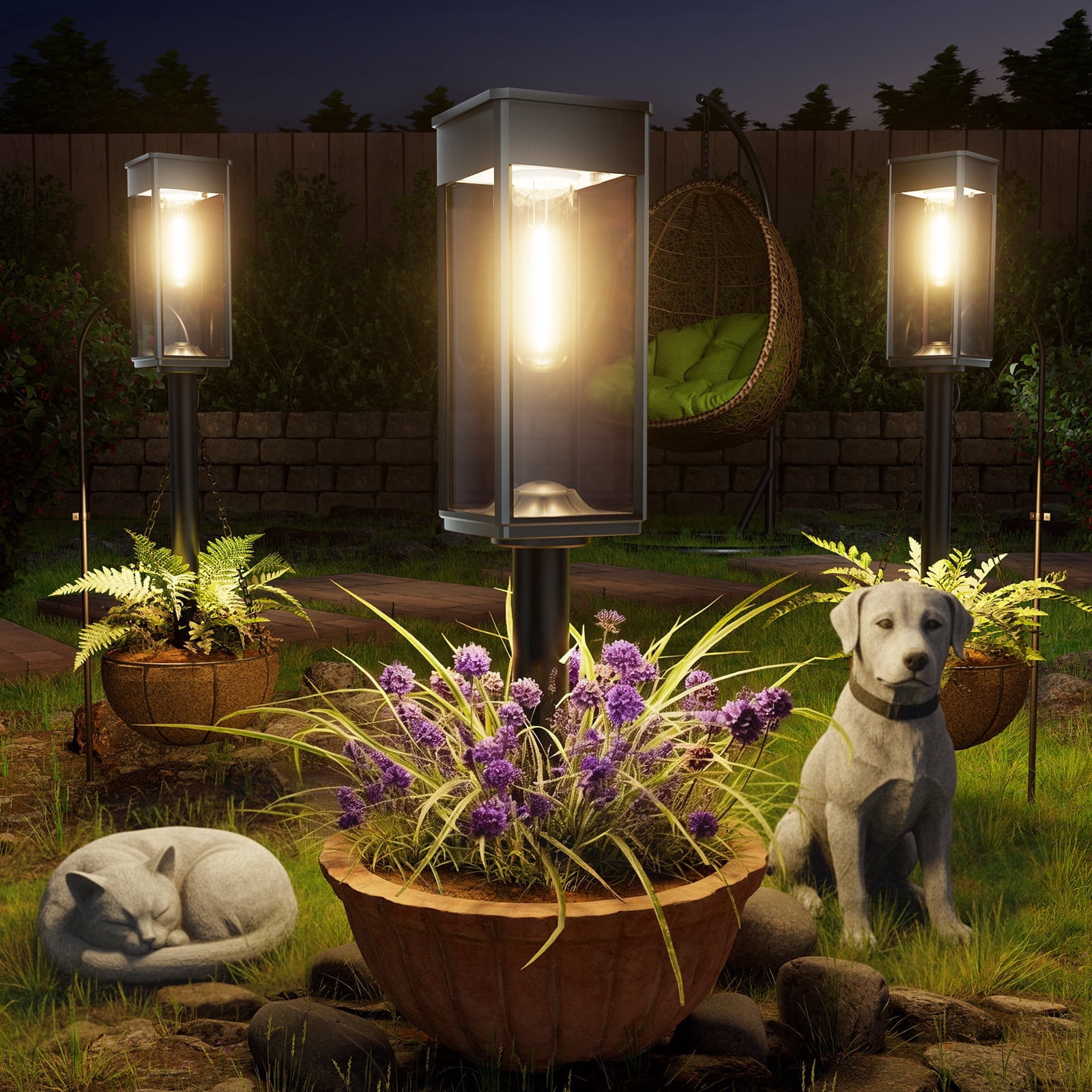 Bitpott BITPOTT Solar Pathway Lights Outdoor 6 pcs Warm White Auto on/off ...