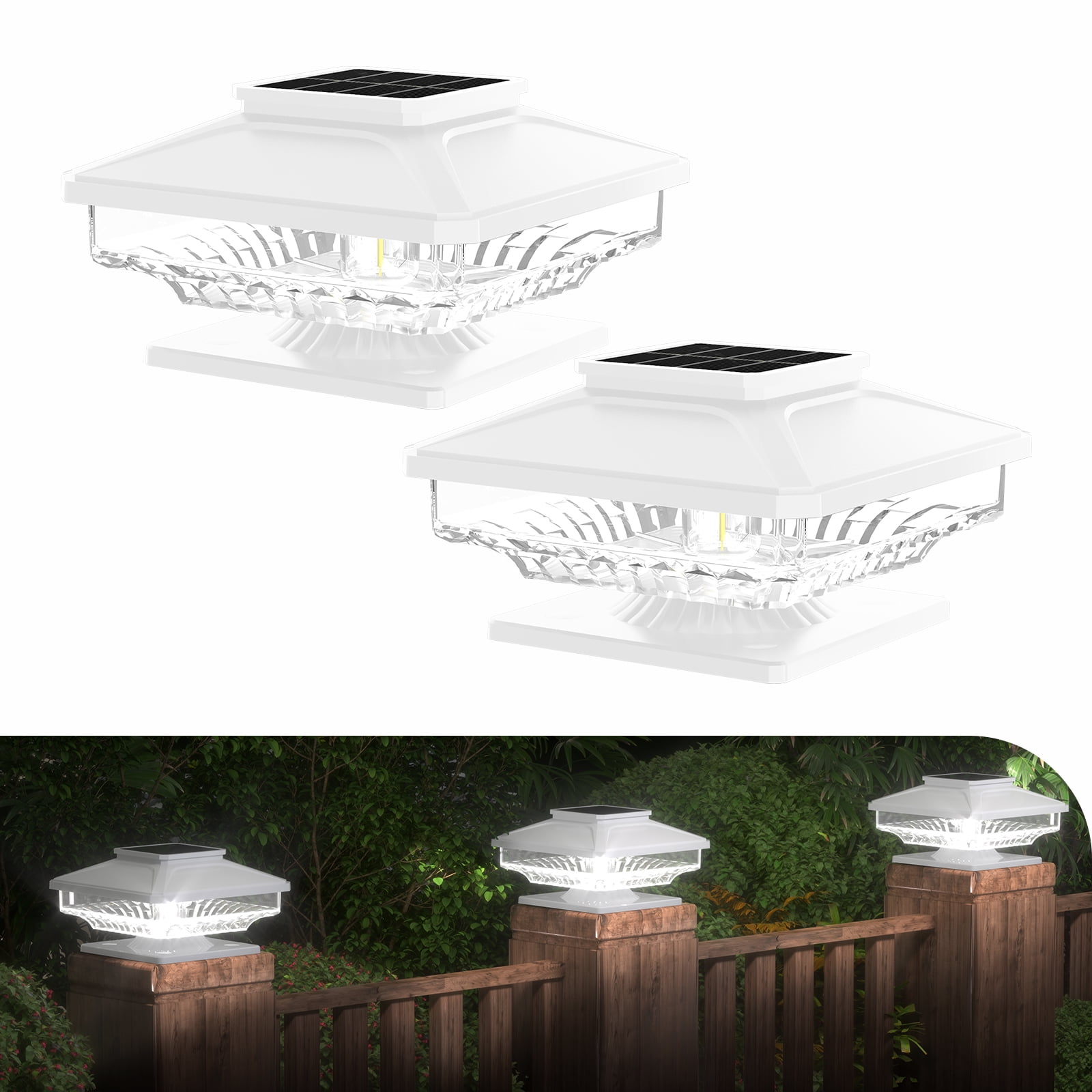 Bitpott BITPOTT Solar Post Lights Outdoor Waterproof 6 Pack Edison Bulbs Solar ...