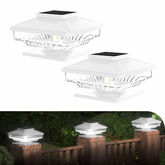 BITPOTT Solar Post Lights Outdoor Waterproof 6 Pack Edison Bulbs Solar Powered Fence Post Cap Lights White