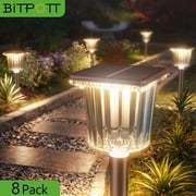 BITPOTT 8 Pack Solar Pathway Lights, Adjustable Warm and Cool White, Super Bright, Waterproof IP65, Color Changing, Brown